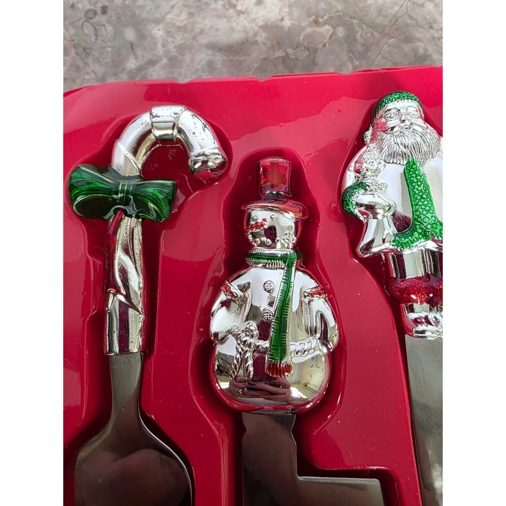 International Silver Company Holiday‎ Cheer Cheese Set Santa Snowman Candy Cane